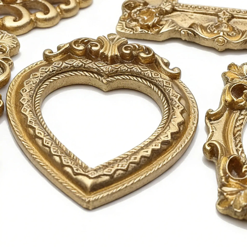 Mini Picture Frame Retro Baroque Style Golden Resin Scrapbooking Embellishments Desktop Ornaments Mini Photo Booth Props Zpaxo