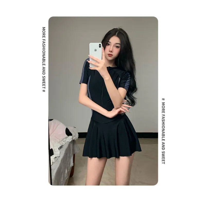 Swimsuits for Women One-piece Sports Hot Spring Swimsuits Simple Conservative Slim Fit Dress Style Vacation Swimsuit Beautiful Zpaxo
