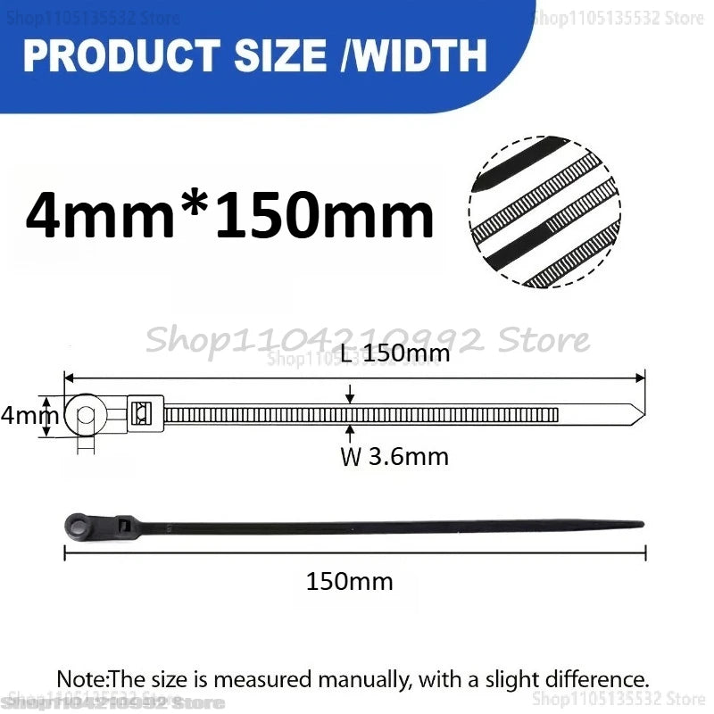 Screw Hole Nylon Cable Ties Screw Mount Hole Self Locking Reusable Zip Tie Wire Fastening Straps For Electrician，Home，Office Zpaxo
