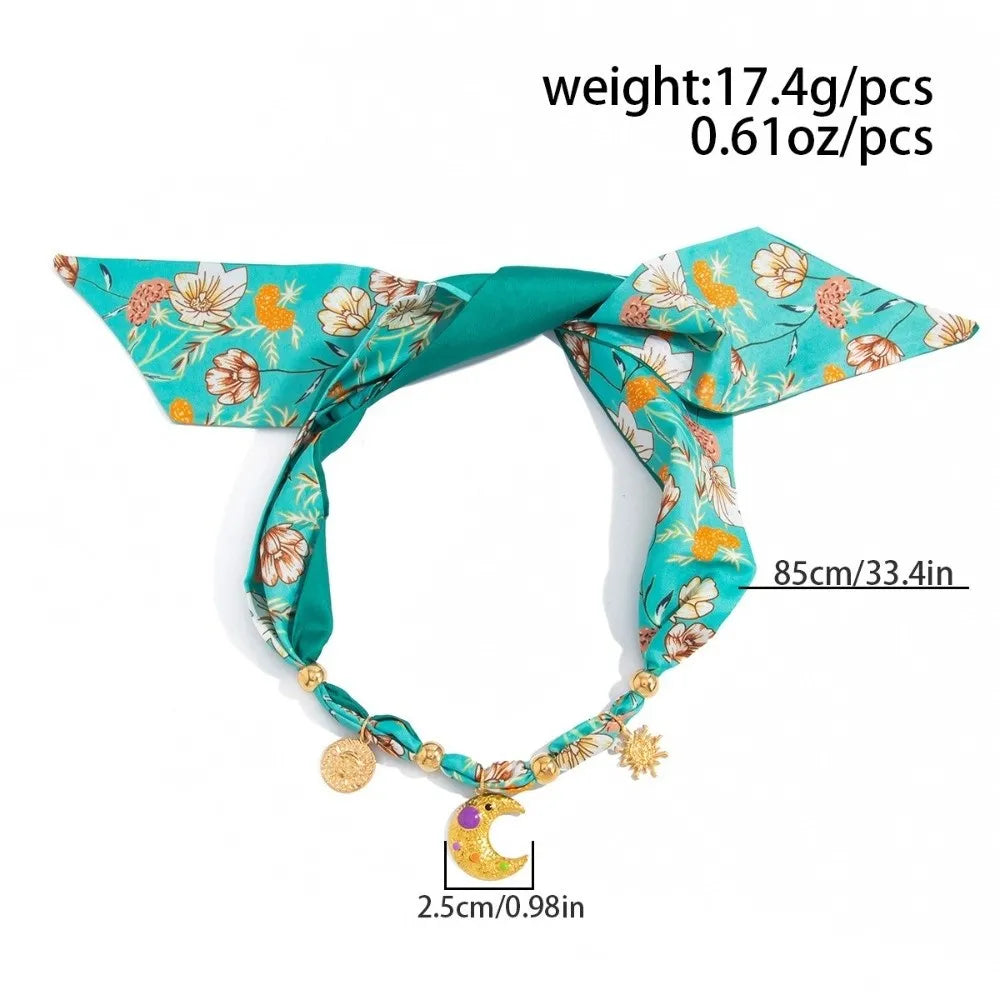 Bohemian INS Printed Scarf Necklace Stylish Lightweight Starfish Shell Necklace Trendy Comfortable Vacation Jewelry Zpaxo