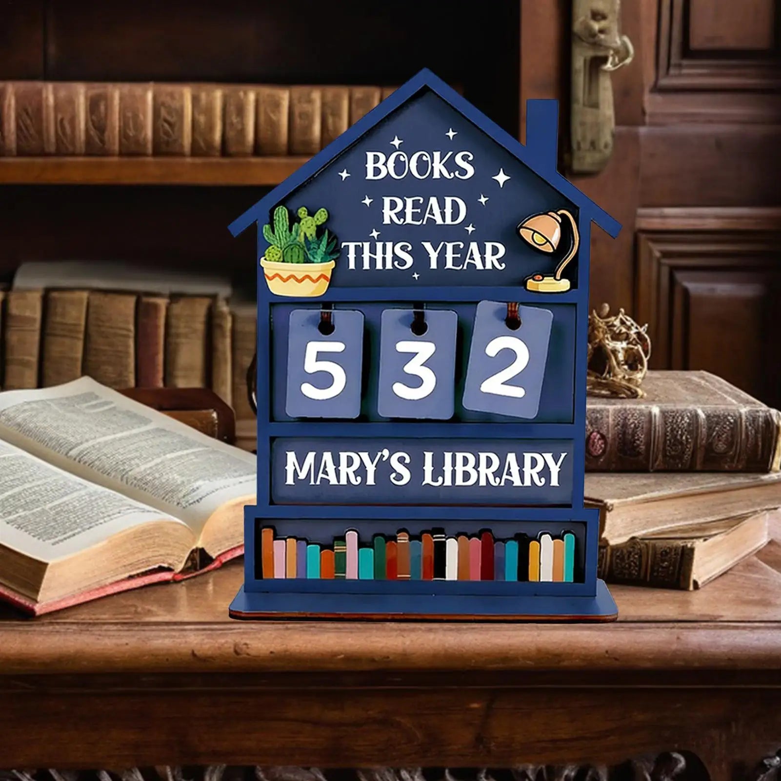 Wooden Books Read Tracker Manual Reading Progress Display Book
