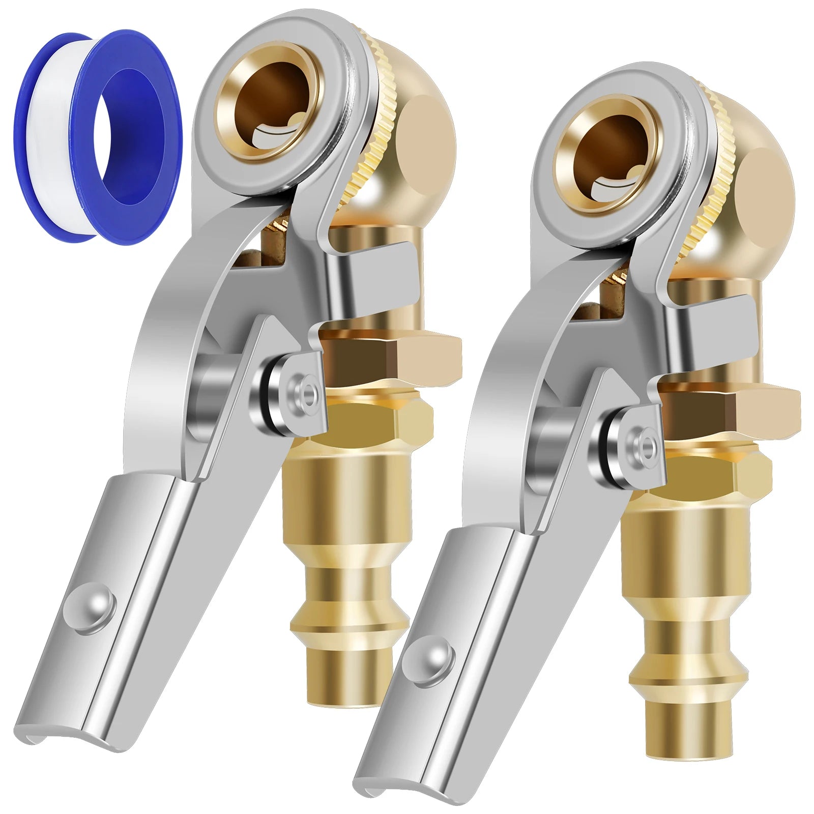 2Pcs Car Air Pump Nozzle Adapter 1/4inch FNPT Tire Air Chucks Car Inflator Valve Connector Clamp Car Inflator Valve Connector Zpaxo 2pcs