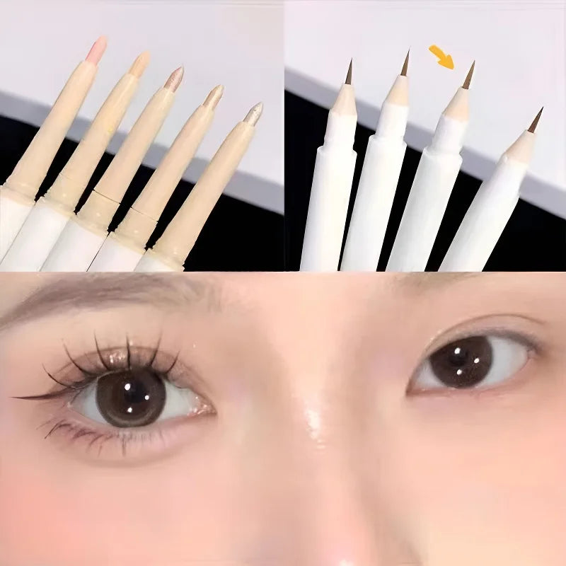 Ultra-fine Double Ended Eyeliner Pencil Matte Highlighter Eyeshadow Makeup Stick Sparkling Liquid Shadow Brighten Silkworm Pen Zpaxo
