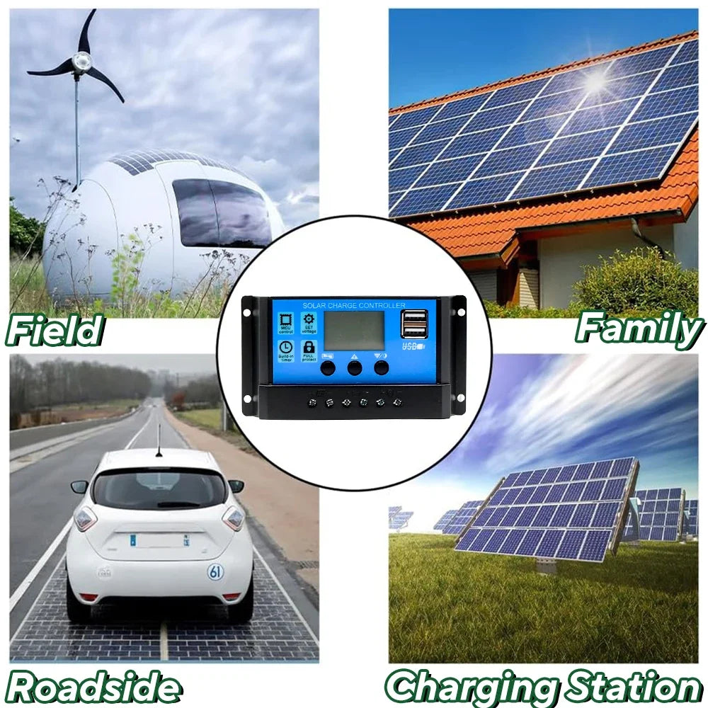 1000W Solar Panel 12V Cell 10A-100A Controller Plate Phone RV Car