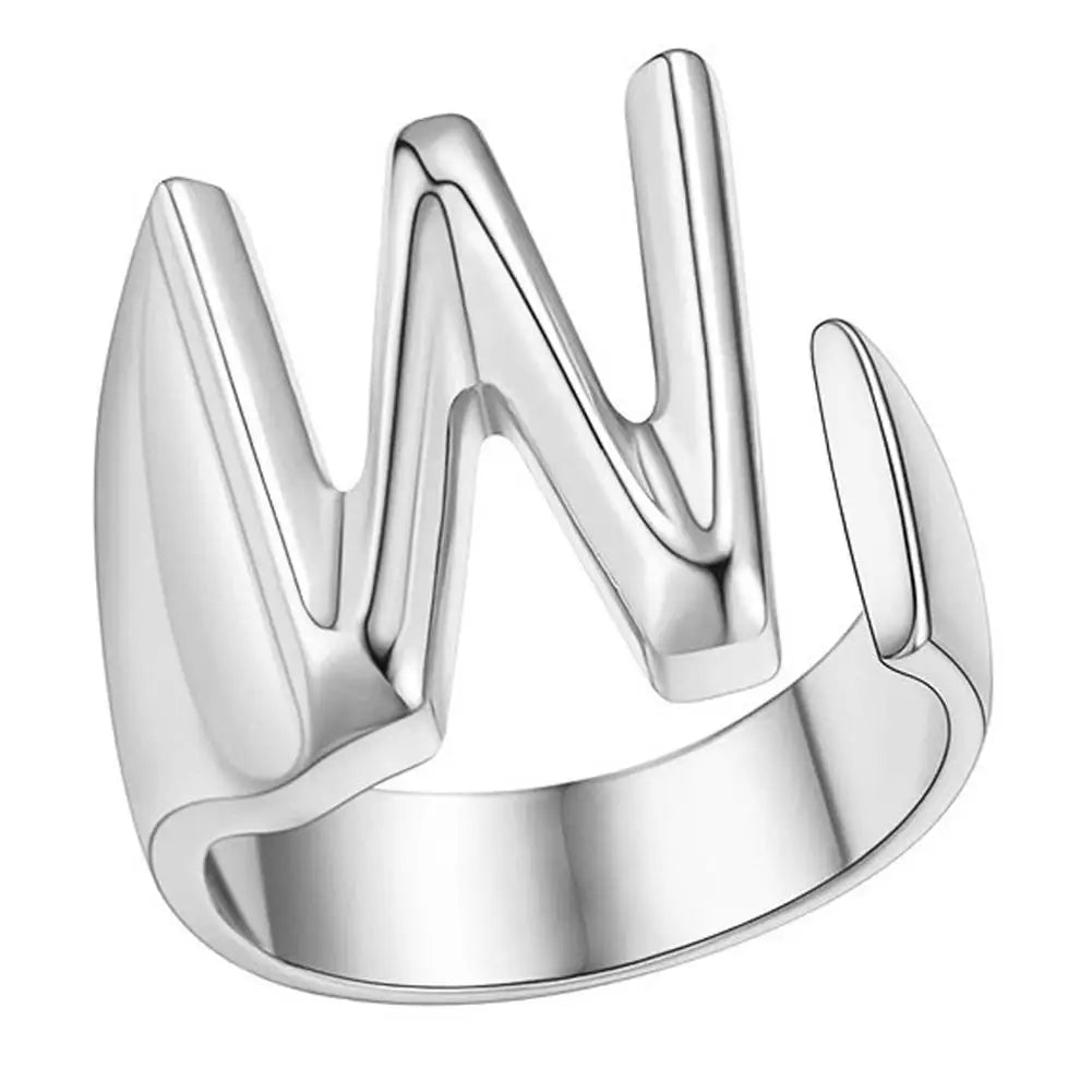 A-Z Initial Letter Ring – Adjustable Open Band Ring for Women