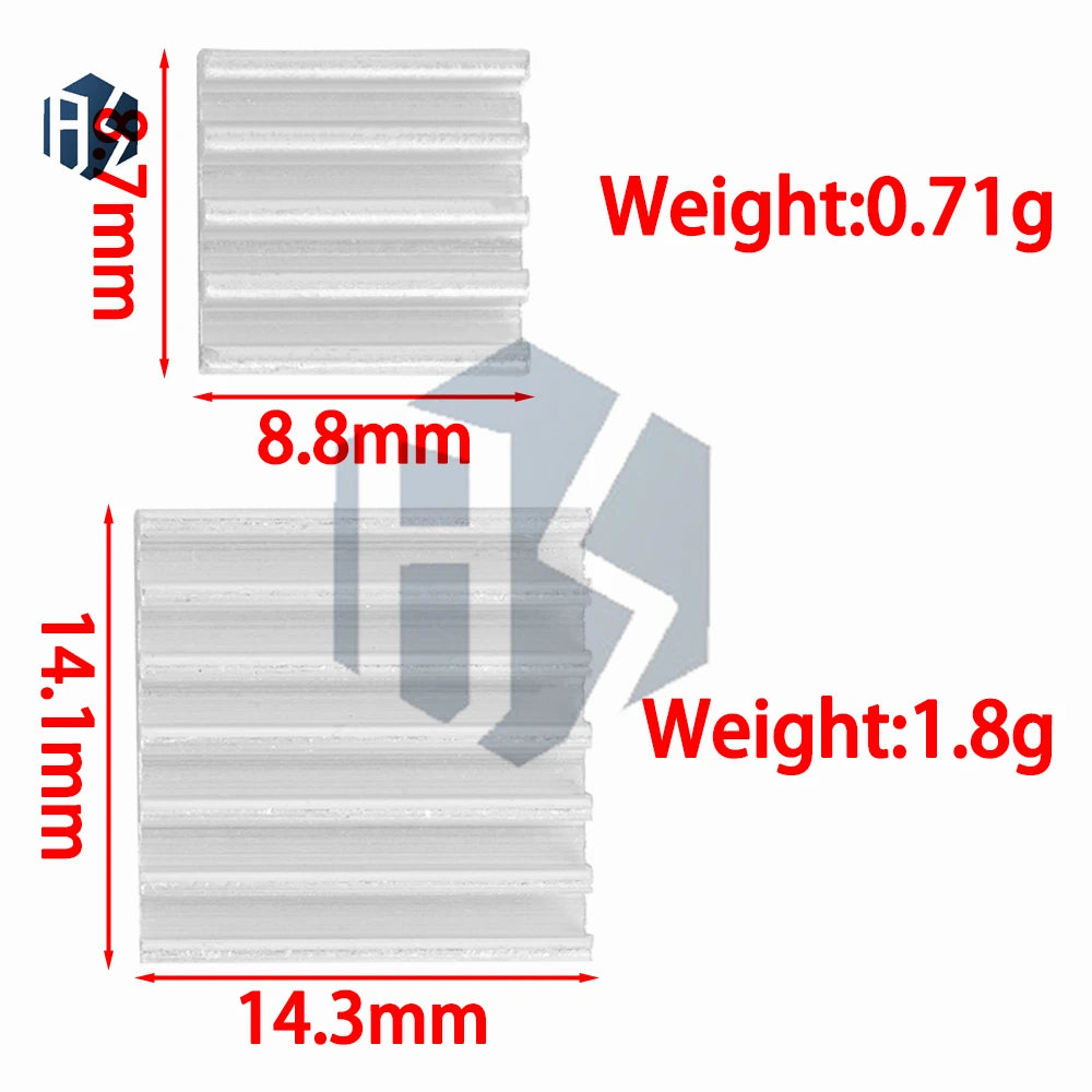 Pure Aluminum Heatsink Raspberry Pi 2B Adhesive Cooler Radiator Zpaxo