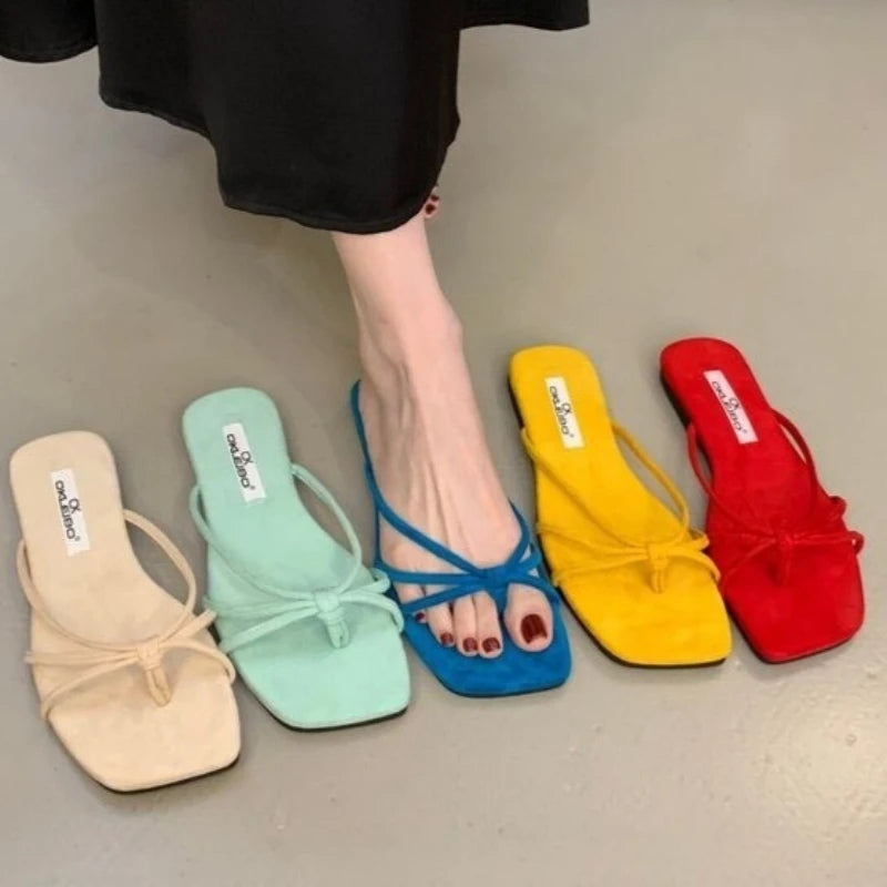 Women's Square Clip-toe Vintage Solid Comfortable Slippers Women Zpaxo
