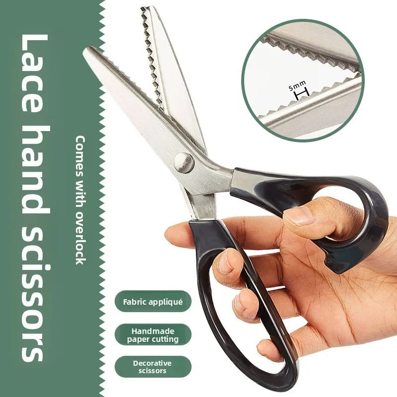 Tooth cloth scissors, triangular dog teeth, serrated tailor scissors, handmade lace scissors, curved wave scissors Zpaxo