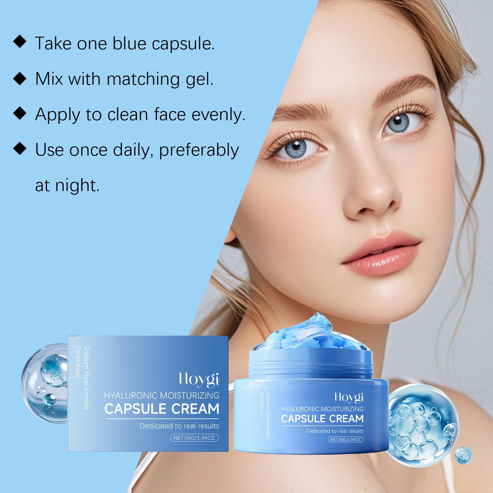 Hyaluronic Acid Moisturizing Capsule Cream Deep Hydration Skin Soothing Improves Texture Barrier Two-Component Moisturizer Zpaxo