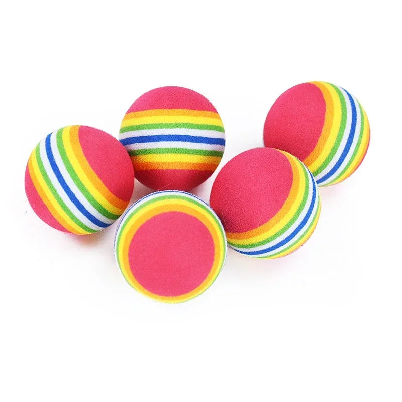 Rainbow Cat Toys Ball Interactive Dog Play Chewing Rattle Scratch Zpaxo 5pcs