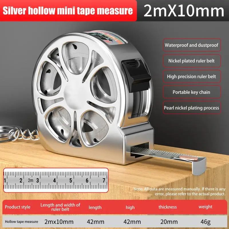 2M Metric Tape Measure Stainless Steel Retractable Metric Ruler Portable Mini Hollow Pocket Tape Measure Home Measuring Tools Zpaxo Silver