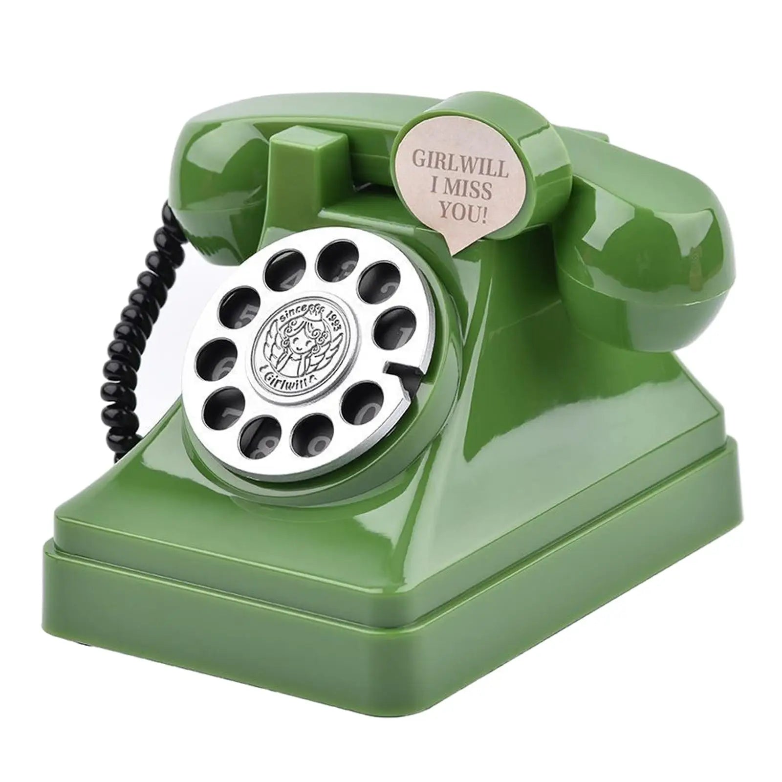 Vintage Telephone Coin Bank – Retro Metal Money Saving Piggy Bank Decorative Coin Bank Zpaxo green