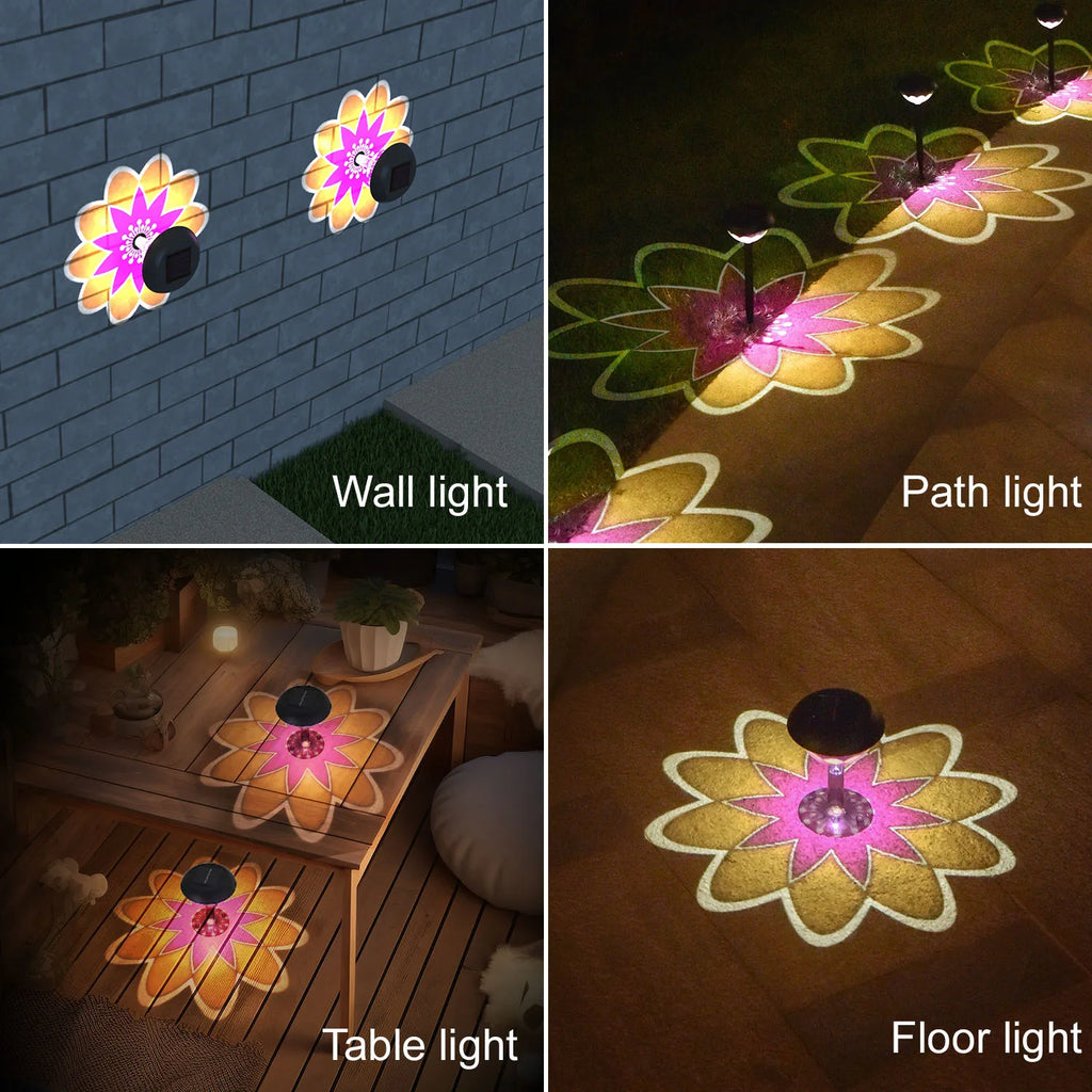 LED Solar Garden Projection Lights Outdoor Waterproof Solar Landscape Spotlights Yard Patio Path Solar Courtyard Lamp Decor Zpaxo