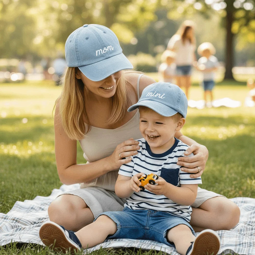 Fashion Washed Cotton MAMA MINI Embroidery Caps Adjustable Breathable Baseball Cap Vintage Outdoor Sunscreen Hats Zpaxo