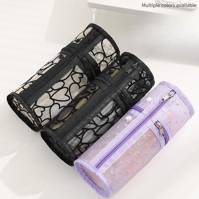 Multi-purpose Mesh Vertical Pencil Case Pencil Pouch Student Stationery Organizer School Supplies Makeup Travel Cosmetic Bag YUZ Zpaxo