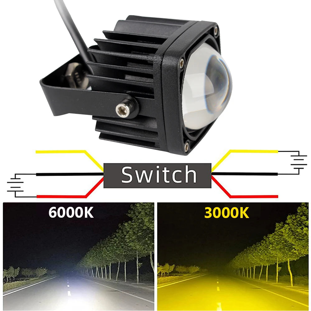 Spotlight Driving Light 6000K White 3000K Yellow Fog Lights 8D Lens