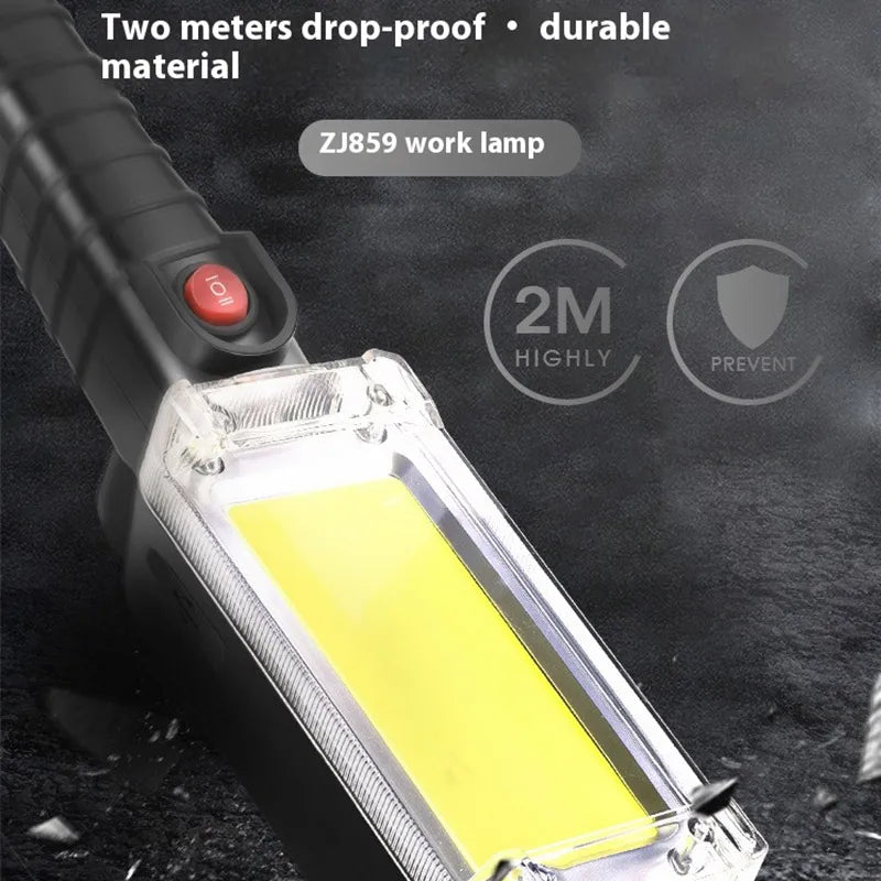 COB LED Magnetic Work Light – Rechargeable Waterproof Flashlight
