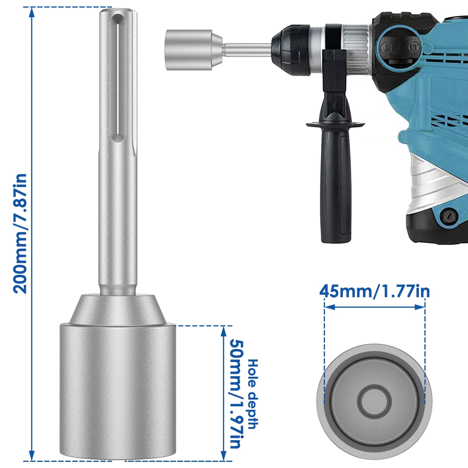 30/45/65mm SDS-MAX Driver Ground Rod Heavy Duty Wear Resistant Wide Compatibility Rod Bits Socket Steel for Rotary Hammer Drill Zpaxo