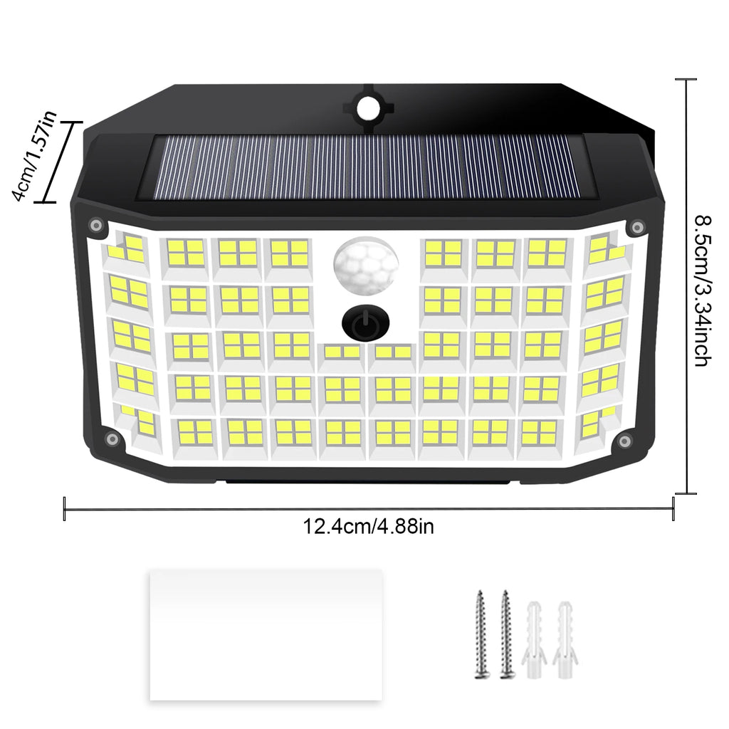 176 LED Outdoor Solar Lights with Motion Sensor and 3 Lighting Modes IP65 Waterproof Solar Wall Lights for Garden Patio Yard Zpaxo