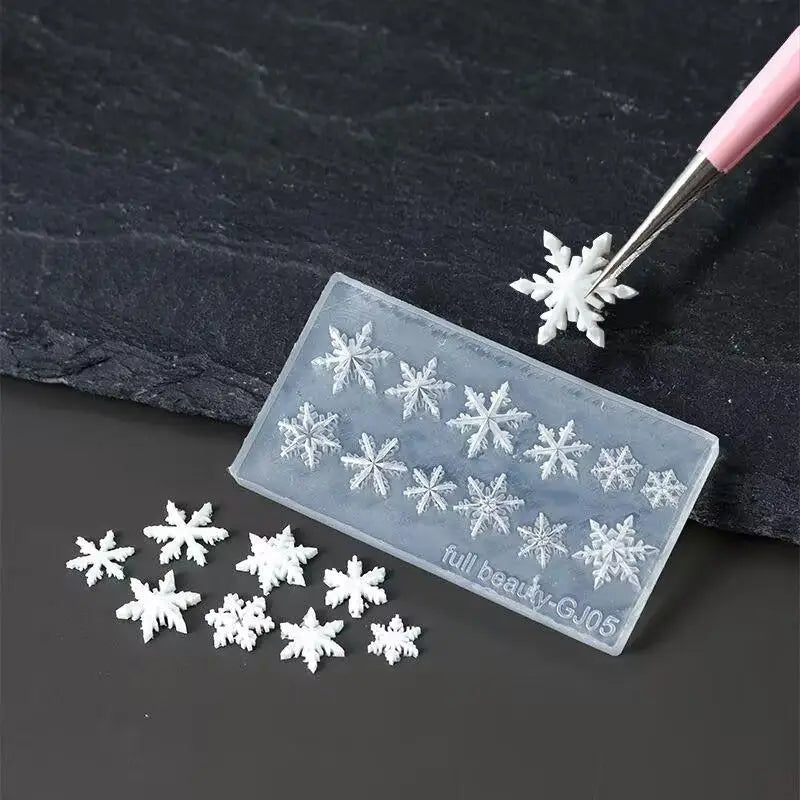 Christmas Snowflakes Manicure Tool Nail Art Silicone Mold 3D Acrylic Zpaxo
