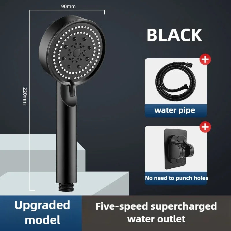 High Pressure Shower Head 3 Modes Adjustable Filter Shower Head Set New Bathroom Shower Head Accessories Sprayer Zpaxo black set - 3pcs