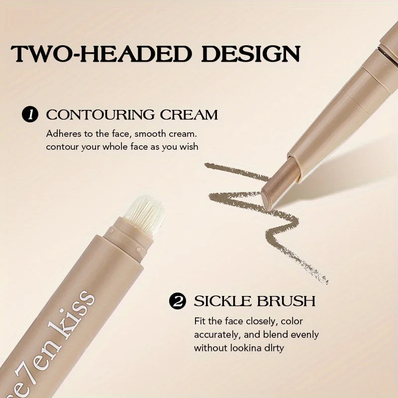 Three-dimensional beauty stick, high-gloss grooming, nose shadow, facial brightening,integrated double-head grooming contour pen Zpaxo