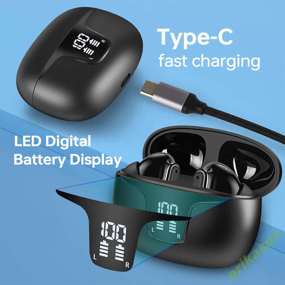 ANC Earphones Bluetooth 5 3 Hybrid 43dB Noise Cancellation Wireless