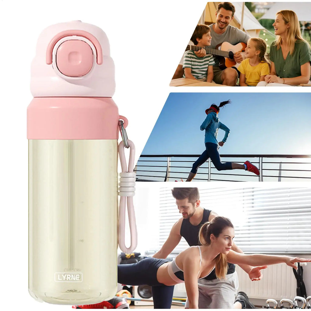 Outdoor Water Bottle Leak-Proof Straw Spout Drop-Resistant With Lanyard Water Misting Sports Bottle For Teens Students Men Zpaxo