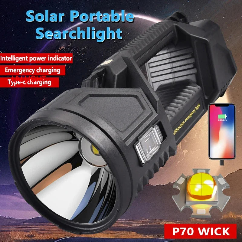 POCKETMAN XHP70 LED Searchlight – Solar USB Rechargeable Lantern