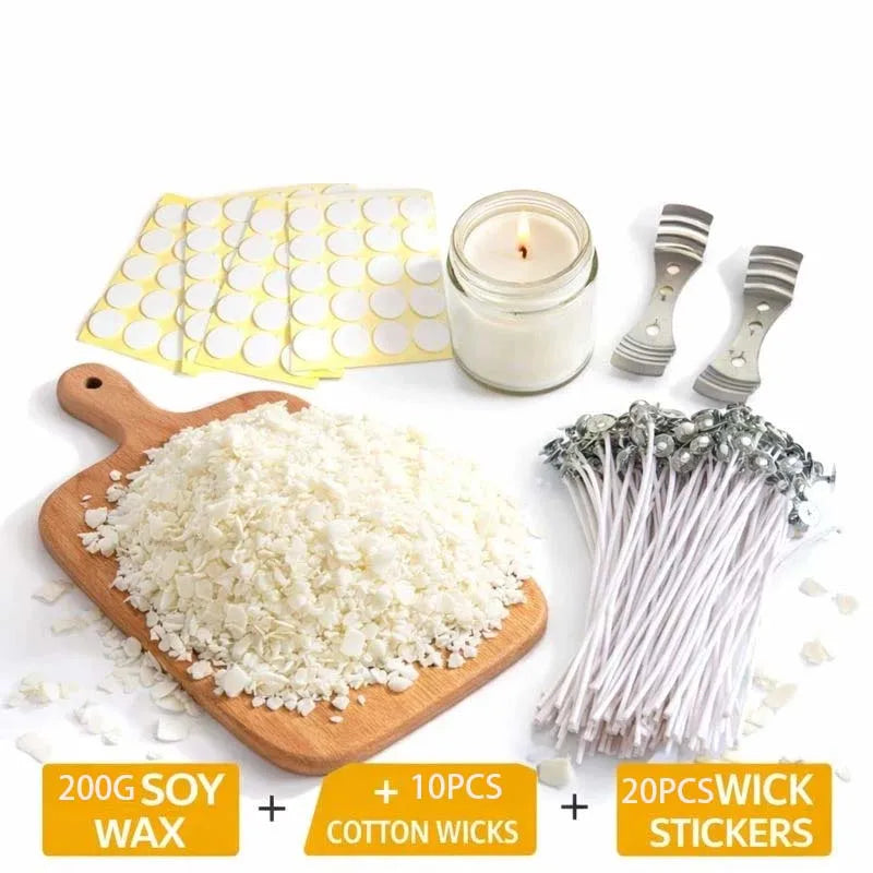 Natural Soy Wax Flakes 200g Candle Making Kit – Wicks Included Candle Making Kit Zpaxo