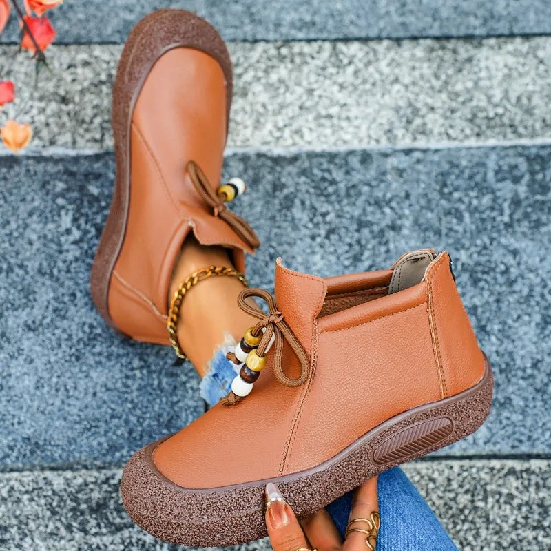 2025 New Women Boots Plus Size Comfortable Ankle Boots Retro Brand Fashion Boots Ladies Autumn Winter Soft Leather Shoes Women Zpaxo