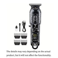 Professional Electric Hair Clipper for Men Transparent USB Rechargeable Body Trimmer Hair Cutting Machine Gift for Him Zpaxo black