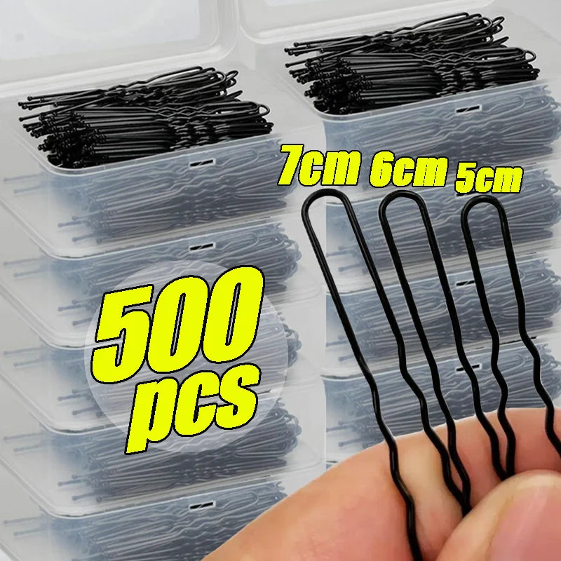 5 6 U-shaped Wavy Hair Clips Bobby Pin Barrette Salon Grip Black