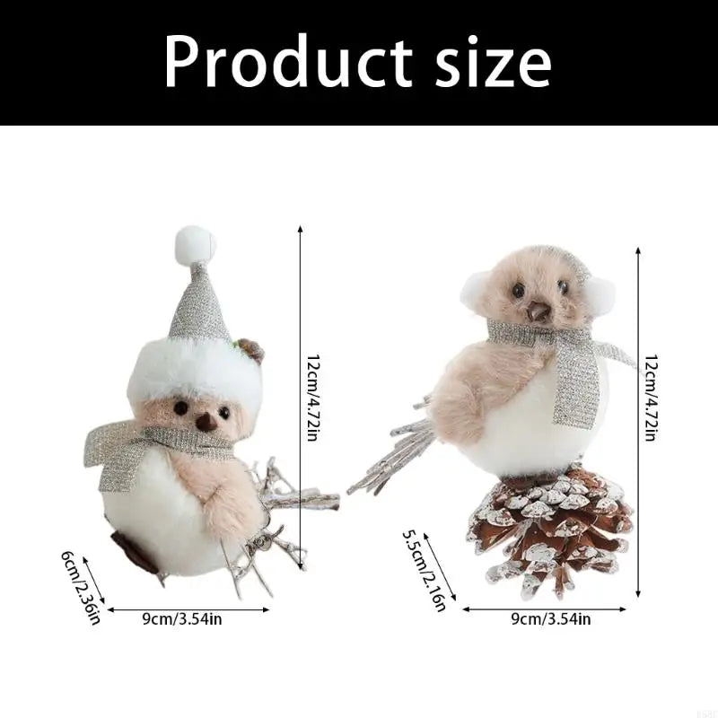 Christmas Tree Decoration Decorative Plush Bird Ornament Natural