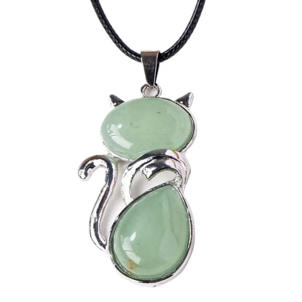 Natural Stone Cat Pendant – Amethyst, Tiger Eye & Crystal Crystal Pendant Necklace Zpaxo C