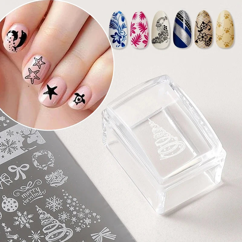 Nail Stamper Plates French Manicure Square Transparent Silicone