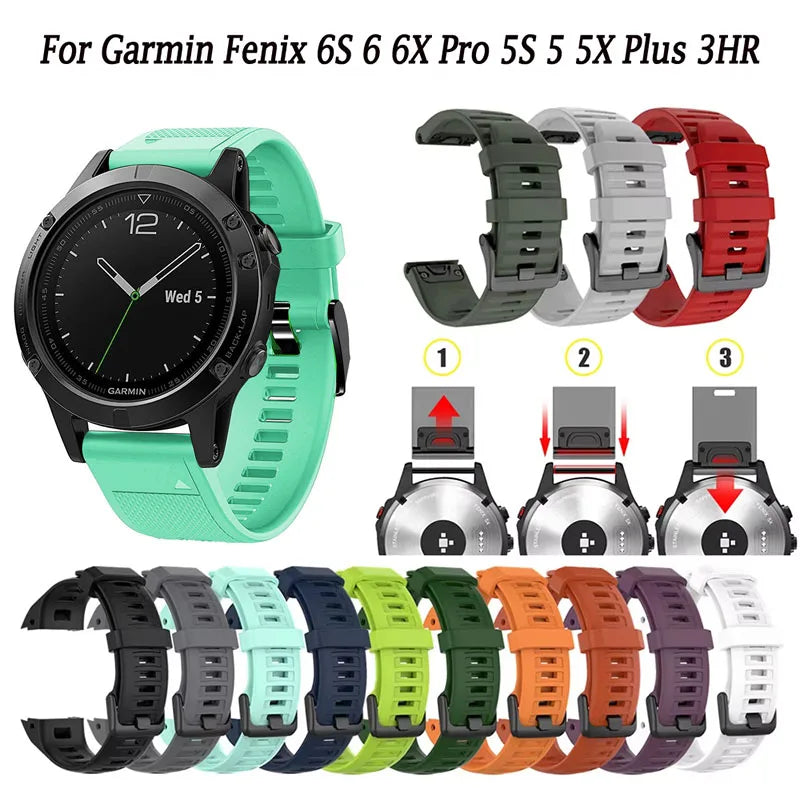 20mm 22mm 26mm Silicone Smart Watch Band For Garmin Fenix 7S 7 7X 6S 6 6X Pro 5S 5 5X Plus 3HR Starp Smart Watch Straps Bracelet Zpaxo