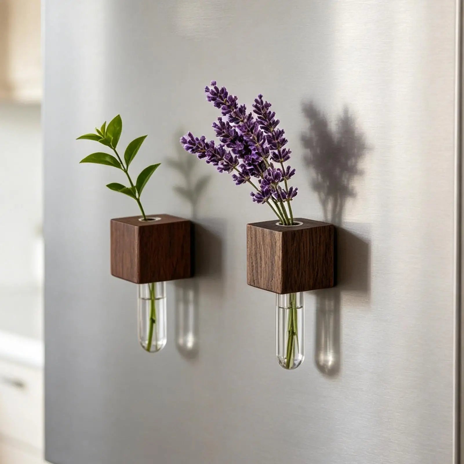 Magnet Vases Refrigerator Wood Rustic Propagation Station Mini Wall