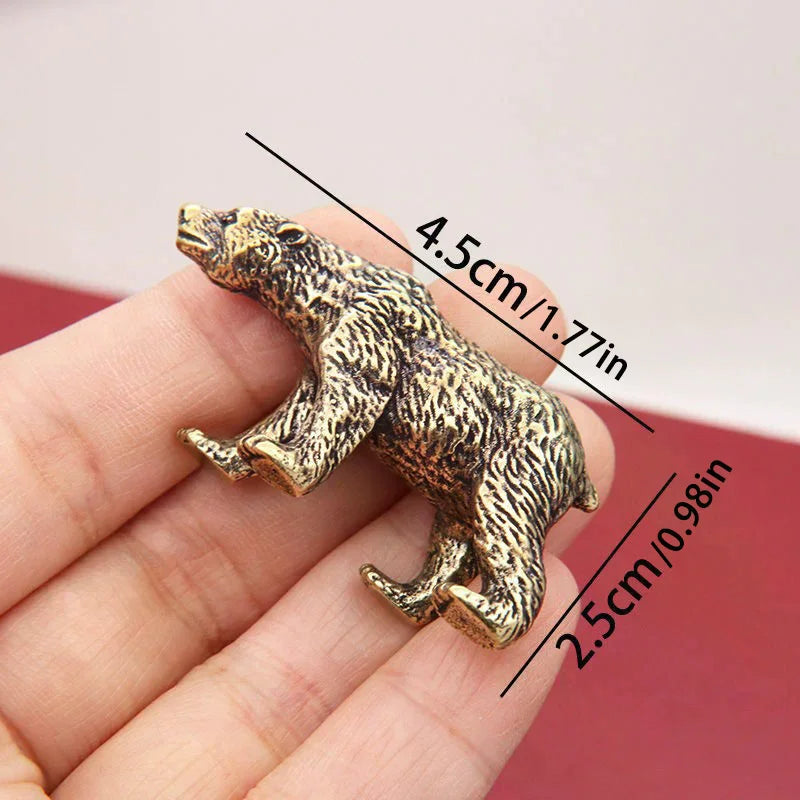 Animal Figurines Miniatures Children Toy Gifts Brass Cute Small Bear Statue Office Desk Ornaments Decorations Crafts Collections Zpaxo