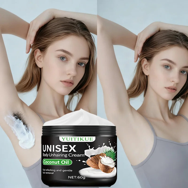 YUITIKUE Hair Removal Cream 60g – Coconut Oil & Aloe Vera Hair Removal Cream Zpaxo