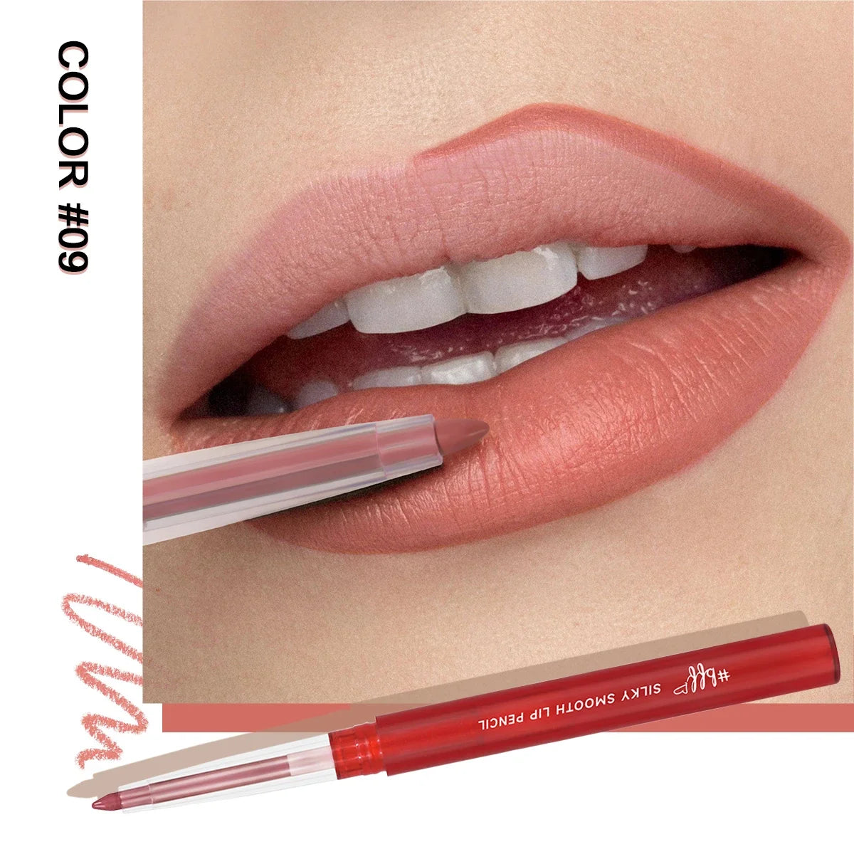 Velvet Lip Liner Crayon Matte Tapered Gradient Lipstick Pen Waterproof Non-Sticky Contouring Lip Makeup Mixed Color System Zpaxo 09