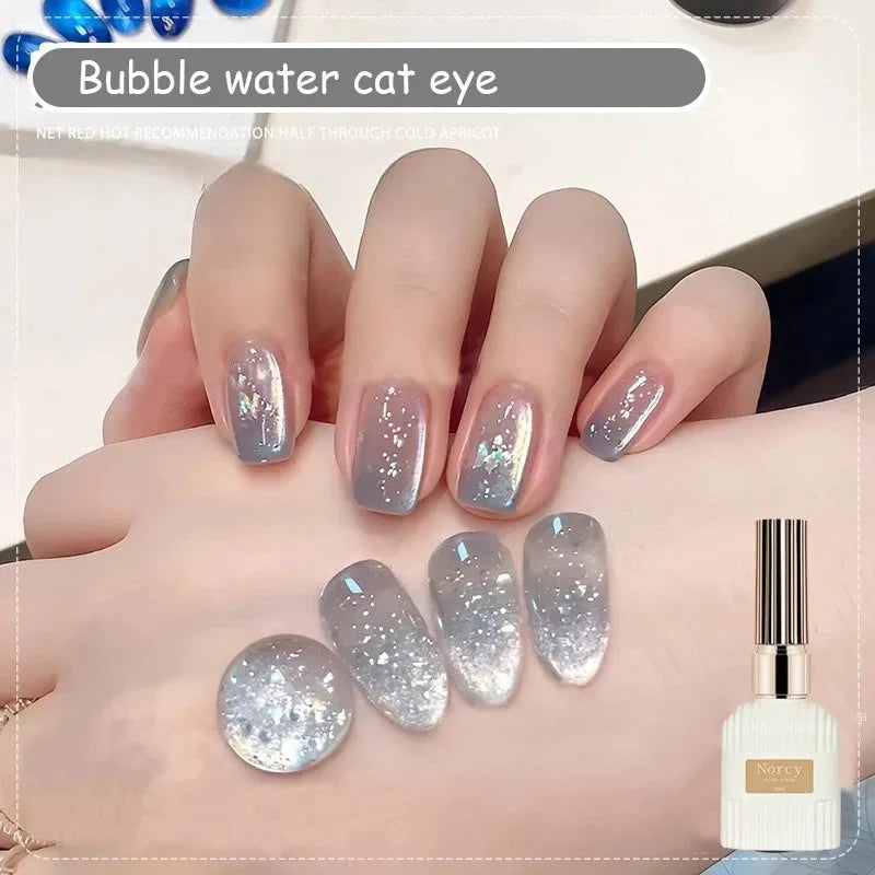 2026 New Sparkling Crystal Cat Eye Gel Nail Polish Summer Bubble Water Glass Bead Effect UV Gel DIY Nail Art Salon Manicure 15ml Zpaxo