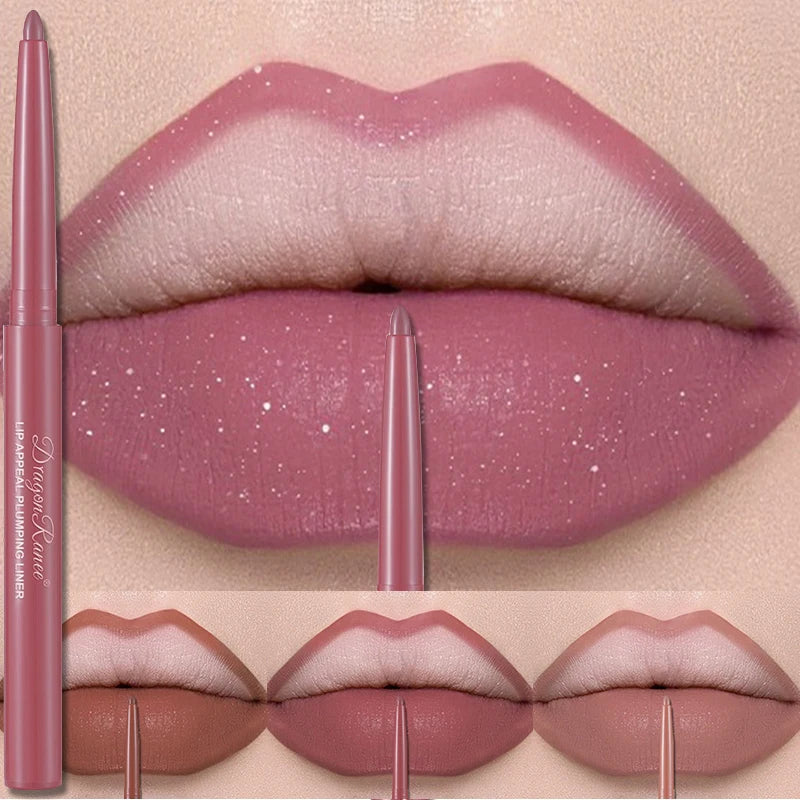 12-Color Matte Fine Glitter Lipstick Pencil Long Lasting Waterproof Non-Stick Lipliner Crayon Velvet Lip Contour Smooth Makeup Zpaxo