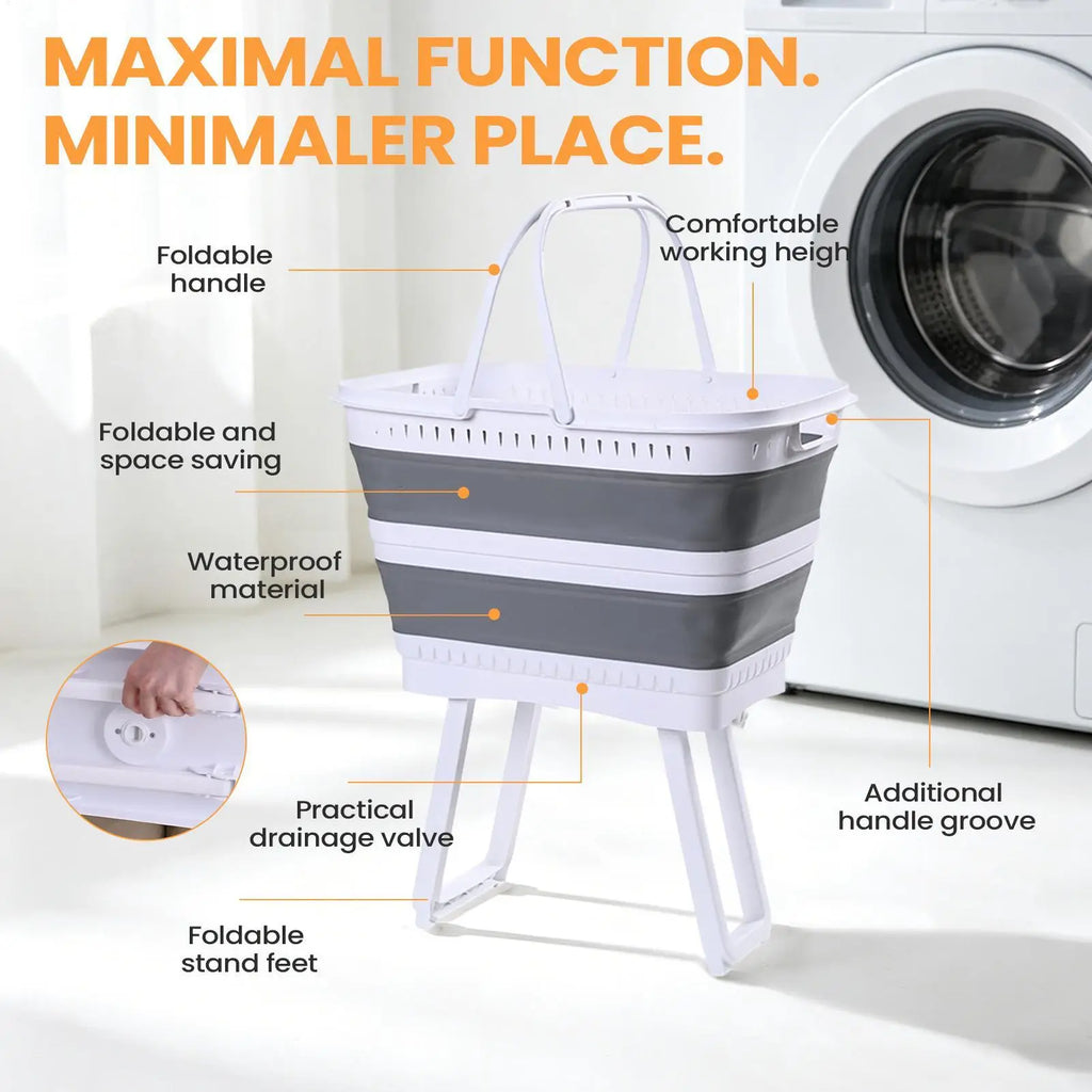 Laundry Hamper Large Foldable Elevated Organizer Clothes Basket