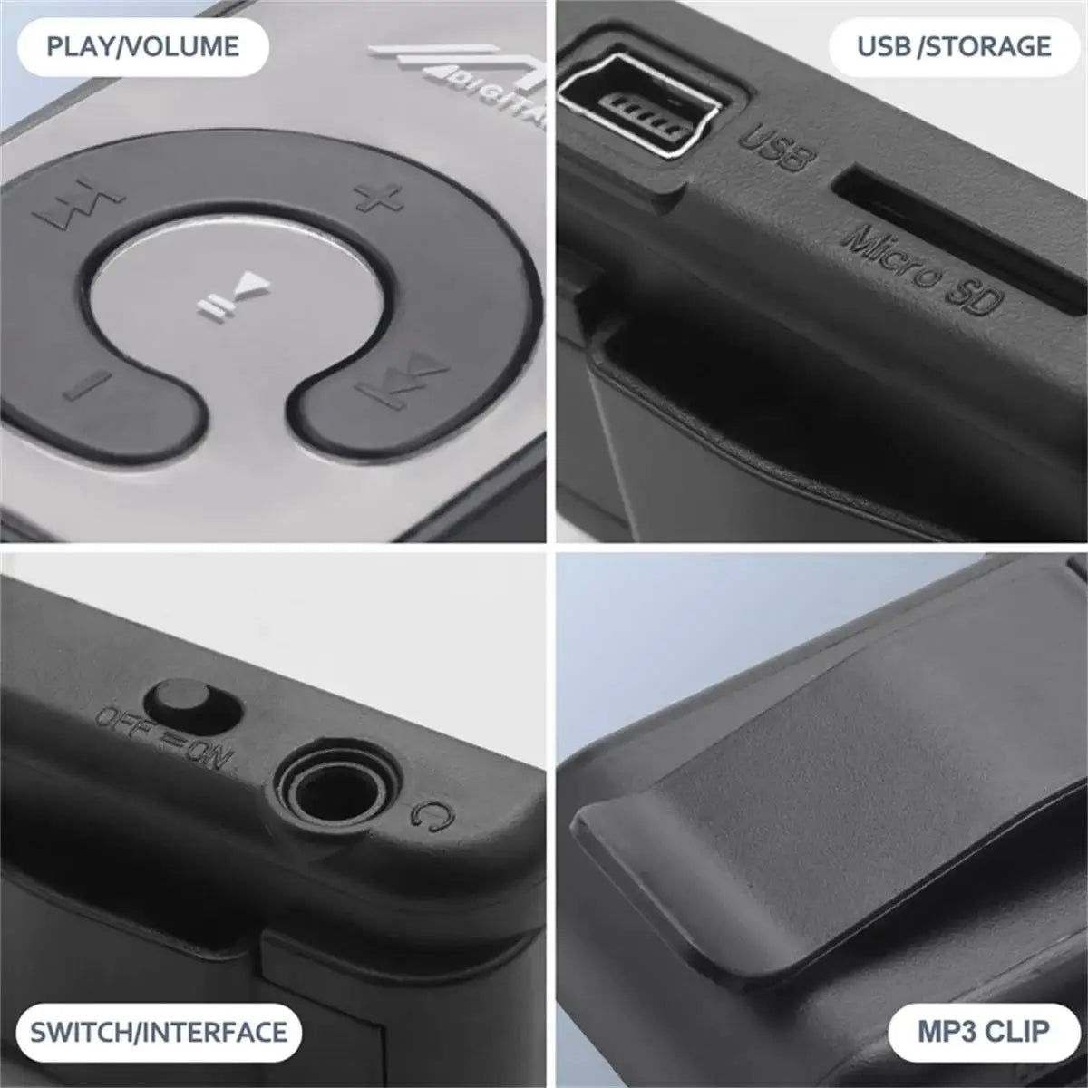 Fashion C Key Portable Hifi Mini Clip MP3 Player Walkman Loudspeaker
