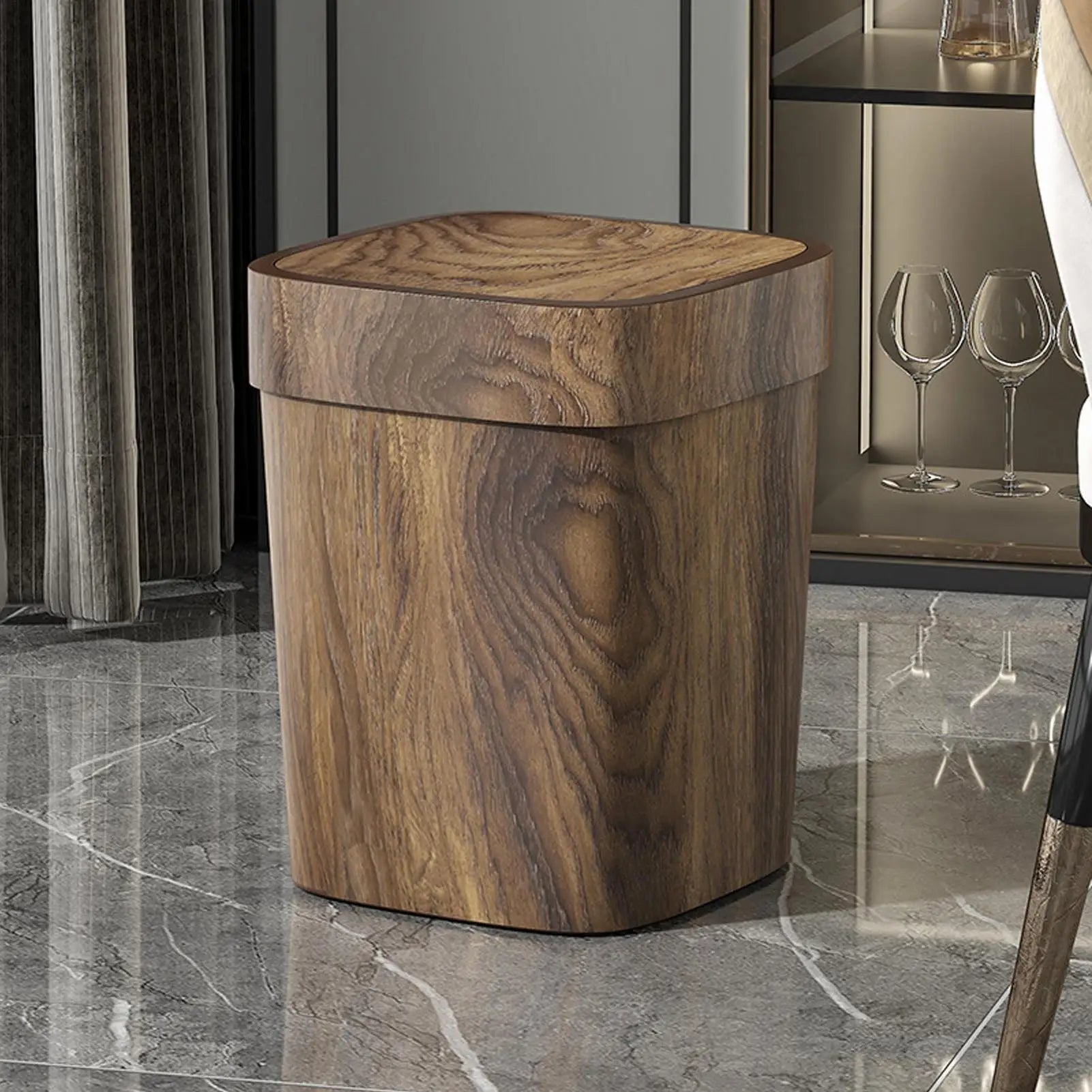 Trash Can Kitchen Canteen Rectangle Garbage Bin 12L Swing Lid Trash Can for Laundry Room Apartment Living Bedroom Corner Zpaxo