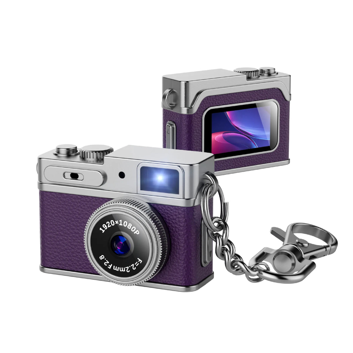 G1 Mini Thumb Camera With Screen Camera 1080P Video Portable Travel Vlog Camera Supports SD Card for Kids Keychain Cam 2026 NEW Zpaxo Purple Camera Add 128G