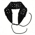 Boho Floral Headband Handmade Solid Color Knit Hair Band Hollow Out Crochet Hair Scarf Zpaxo Black