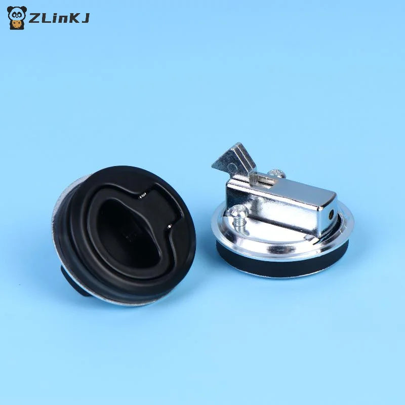 ▶1Pcs Round Flush Pull Slam Latch Non Key For RV Boat Marine Marine Deck Locker Steel Boat Flush Pull Hatch Slam Latch Zpaxo