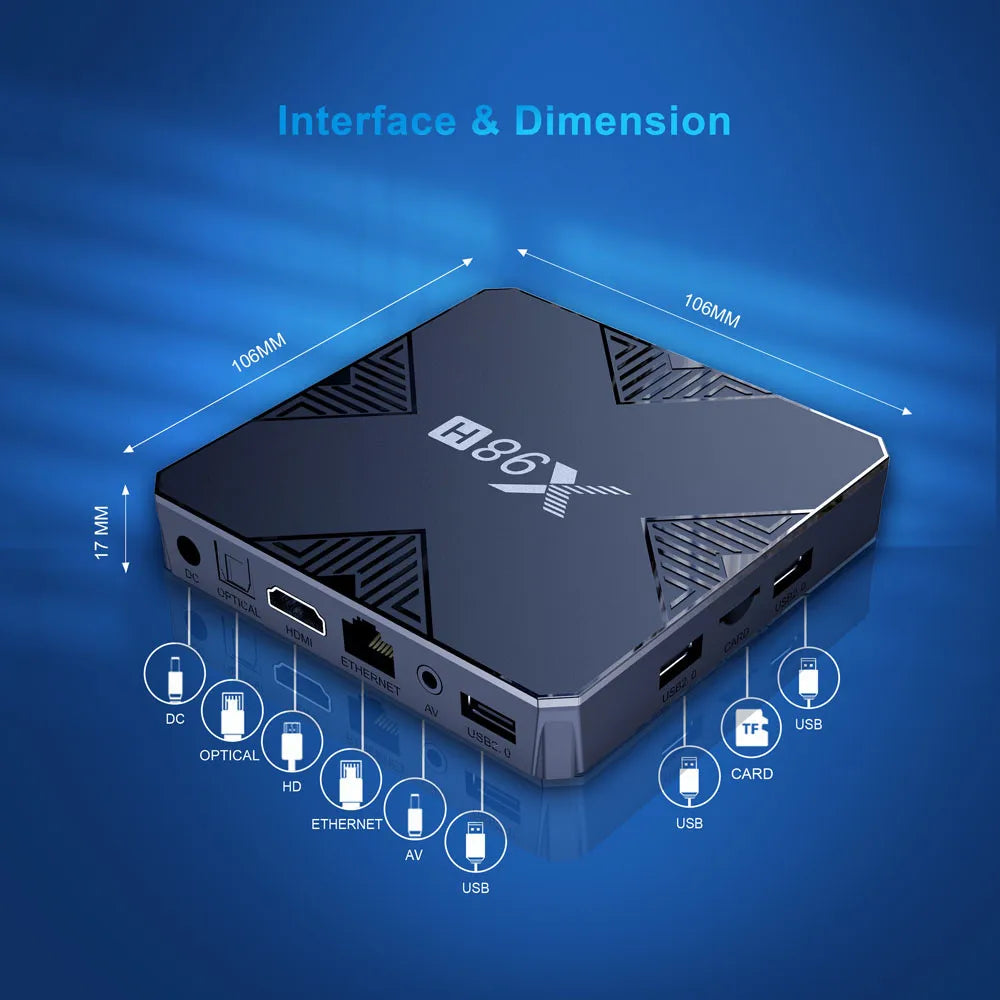 X98H TV Box Android12 Allwinner H618 2GB 16GB 4GB 32GB Storage 3D BT5 Zpaxo